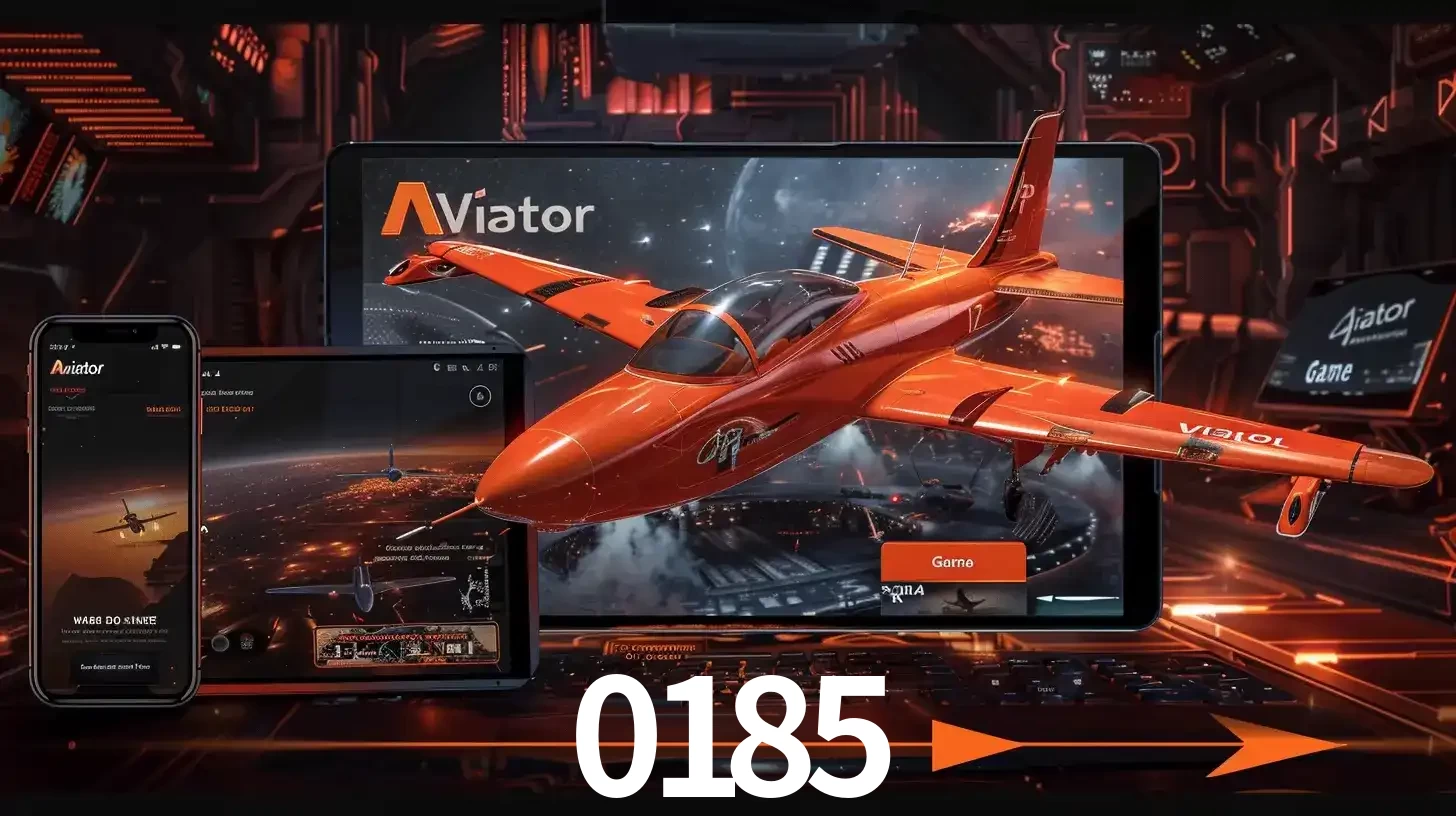 Apresentação tecnológica do jogo Aviator com um avião saindo da tela de um tablet, demonstrando a experiência imersiva em múltiplos dispositivos no 0185.